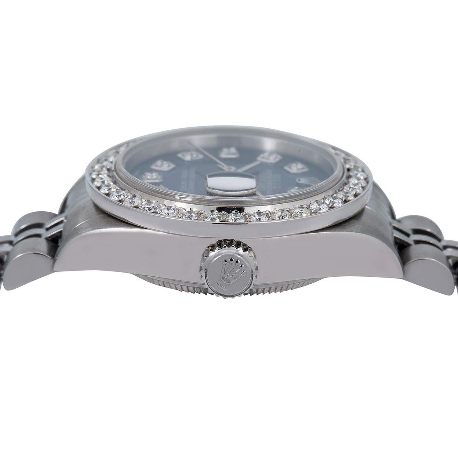 Rolex Datejust 26MM 69160 Blue Diamond Dial Diamond Bezel Stainless Steel Jubilee Bracelet