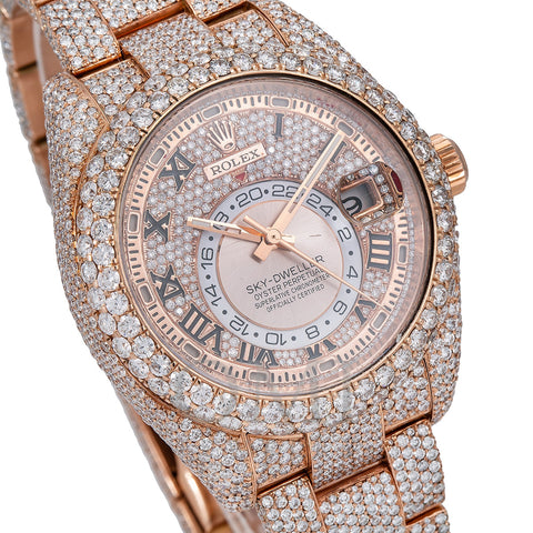 Rolex Sky-Dweller Diamond Watch, 326935 42mm, Rose Gold Diamond Dial With Rose Gold Bracelet