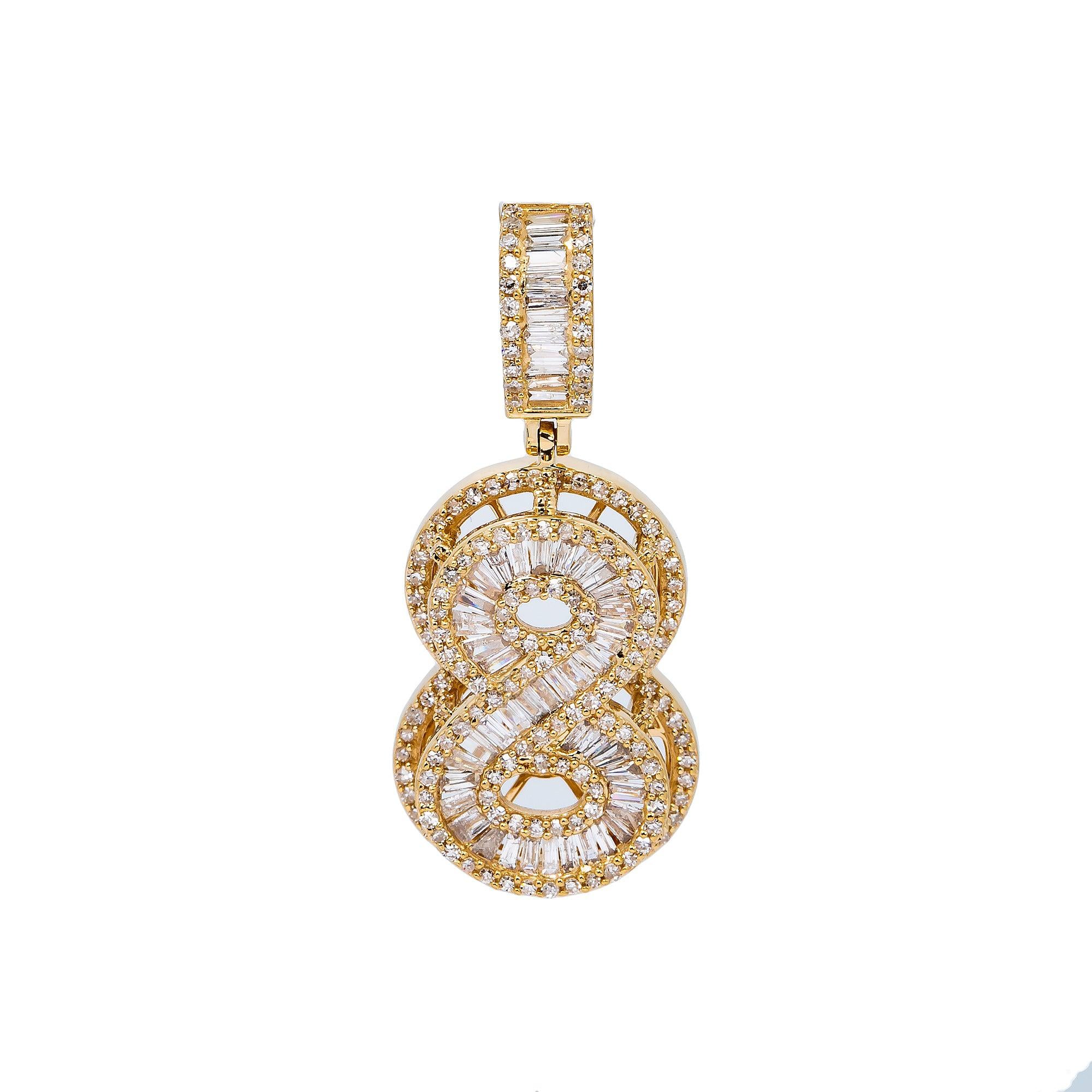 14K YELLOW GOLD NUMBER 8 PENDANT WITH 1.06 DIAMONDS