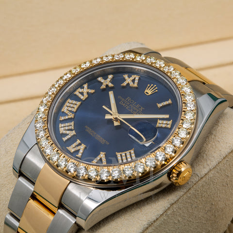 Rolex Datejust II Diamond Watch, 116333 41mm, Blue Diamond Dial With Two Tone Oyster Bracelet
