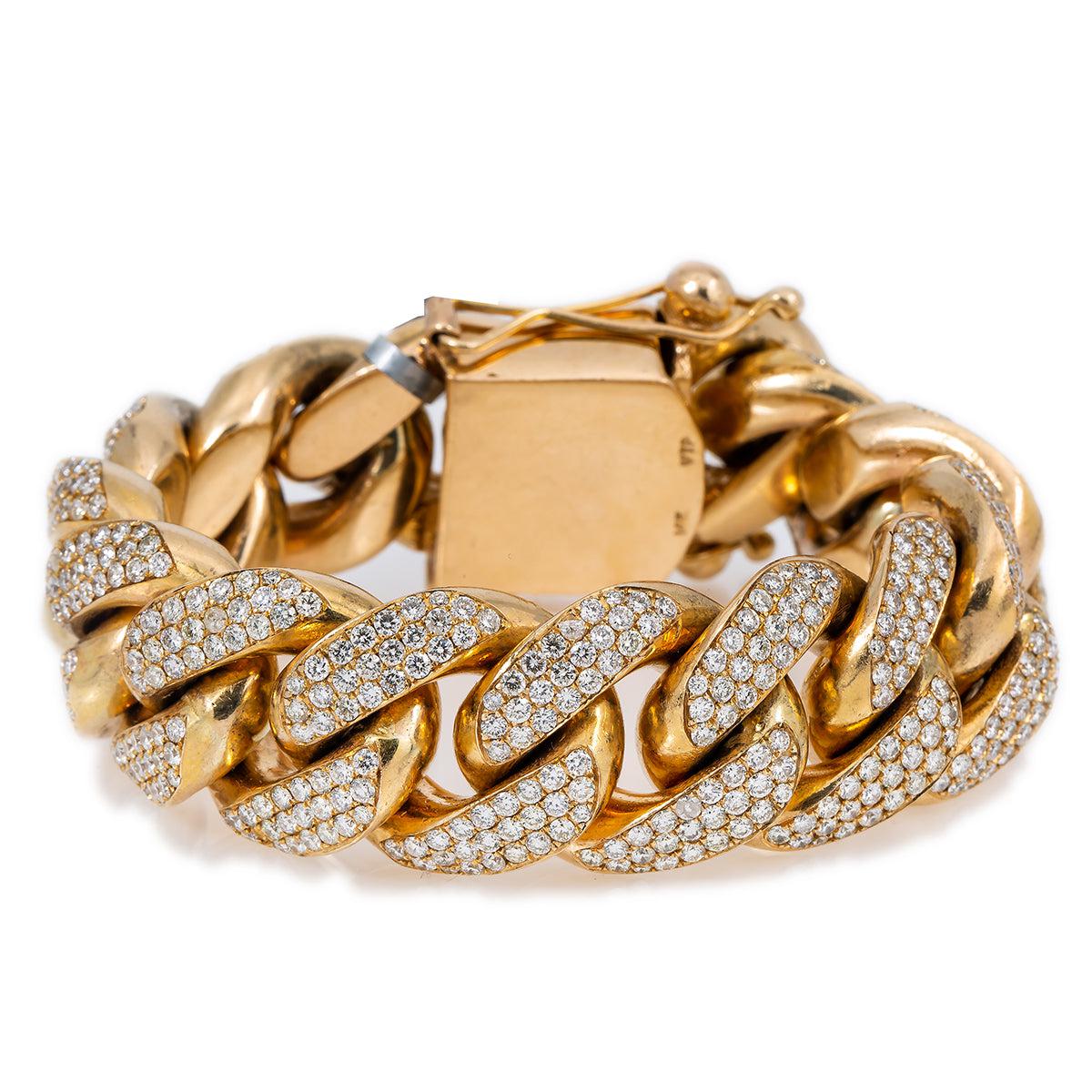 14K Yellow Gold 9.25" / 16MM Cuban Bracelet With 25.75 CT Diamonds