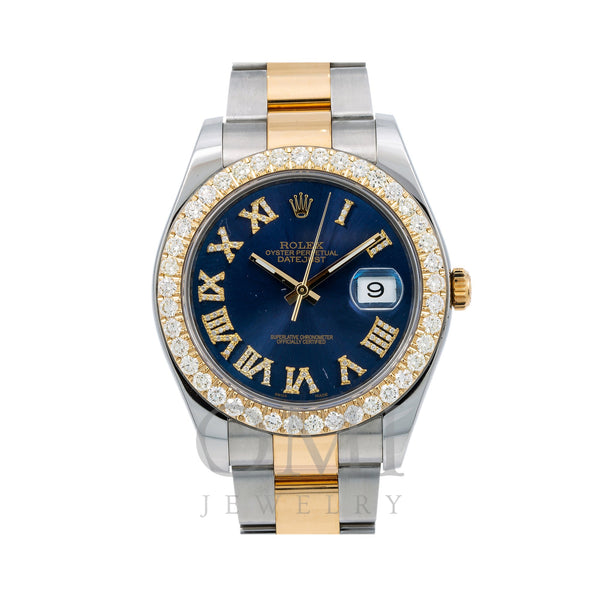 Rolex Datejust II Diamond Watch, 116333 41mm, Blue Diamond Dial With Two Tone Oyster Bracelet
