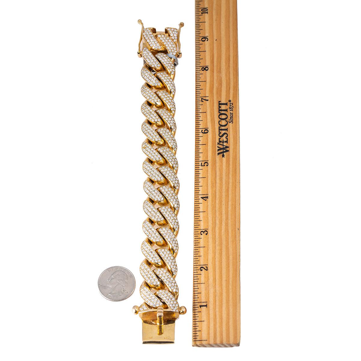 14K Yellow Gold 9.25" / 16MM Cuban Bracelet With 25.75 CT Diamonds