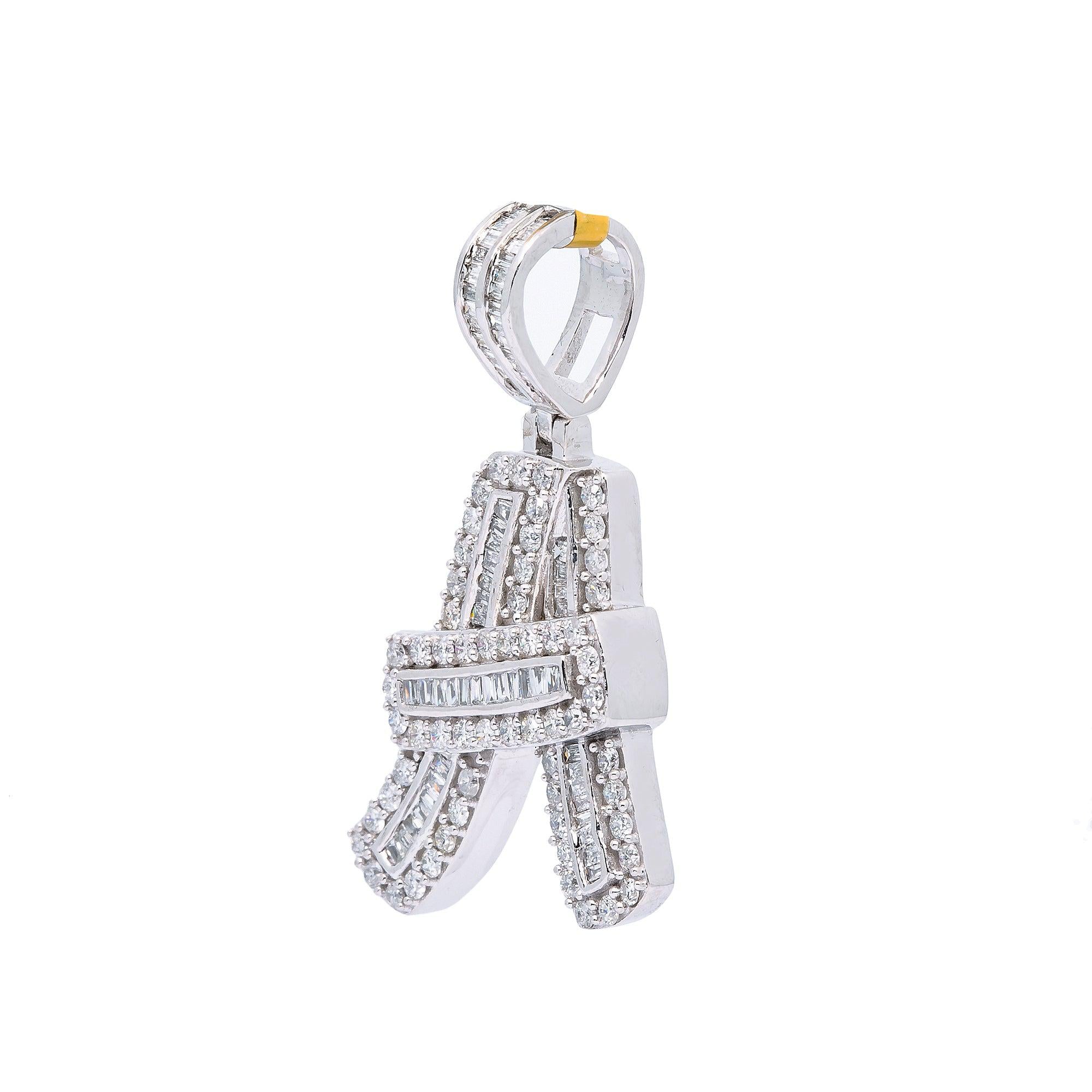 14K WHITE GOLD LETTER A PENDANT WITH 1.00 CT DIAMONDS
