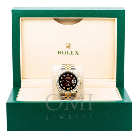 Rolex Datejust Diamond Watch, 116233 36mm, Red Diamond Dial With 2.5 CT Diamonds