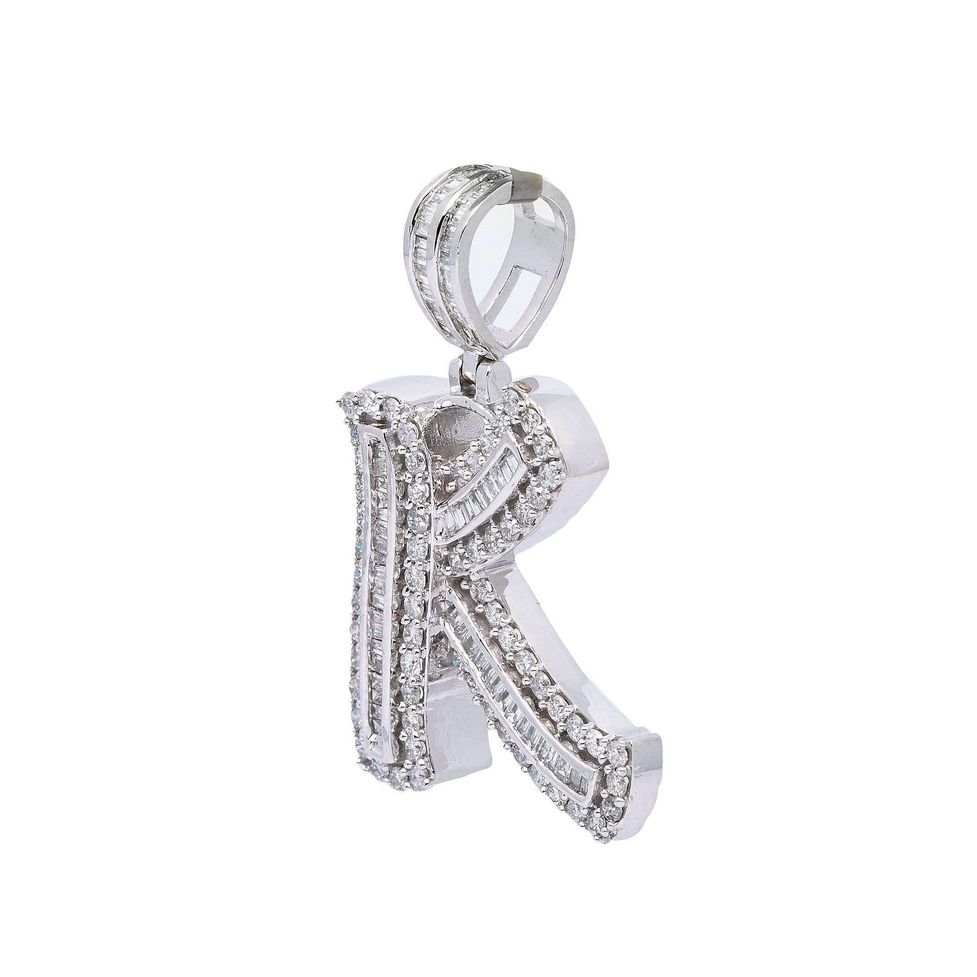 14K WHITE GOLD LETTER K PENDANT WITH 1.06 CT DIAMONDS