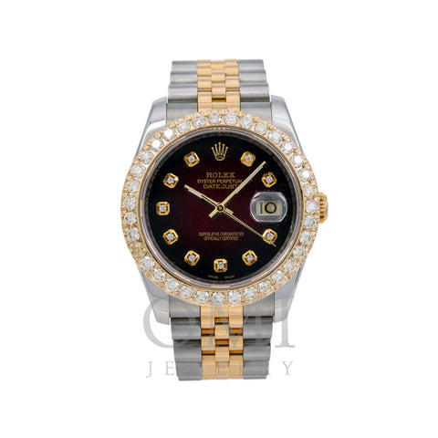 Rolex Datejust Diamond Watch, 116233 36mm, Red Diamond Dial With 2.5 CT Diamonds