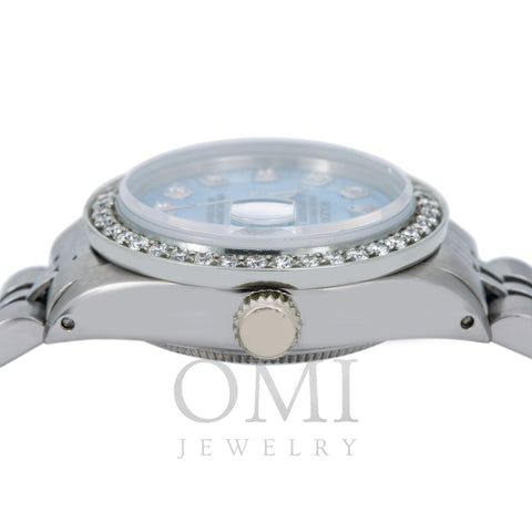 Rolex Lady-Datejust Diamond Watch, 6917 26mm, Blue Diamond Dial With 0.80 CT Diamonds