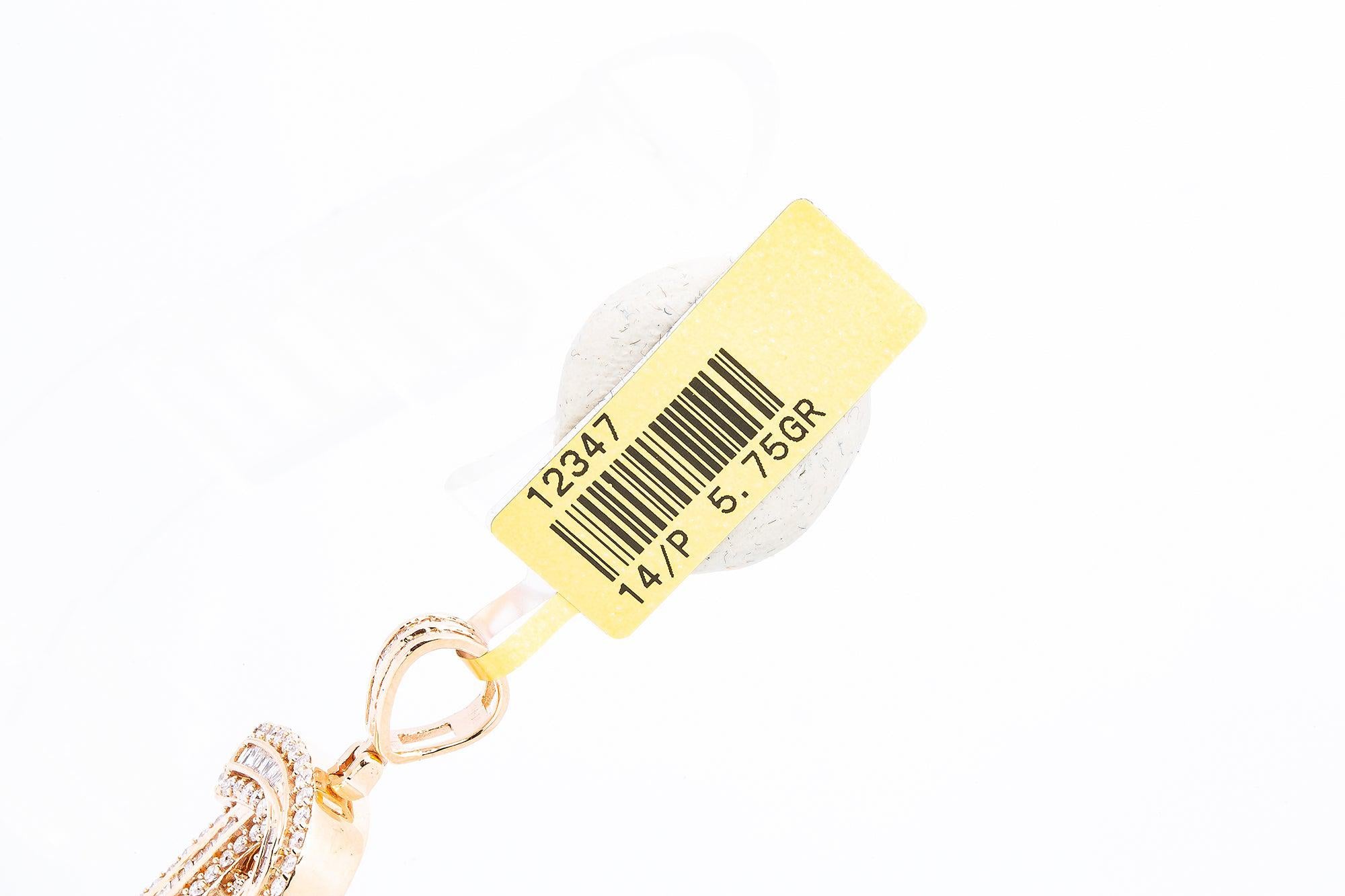 14K ROSE GOLD LETTER R PENDANT WITH 1.59 CT DIAMONDS