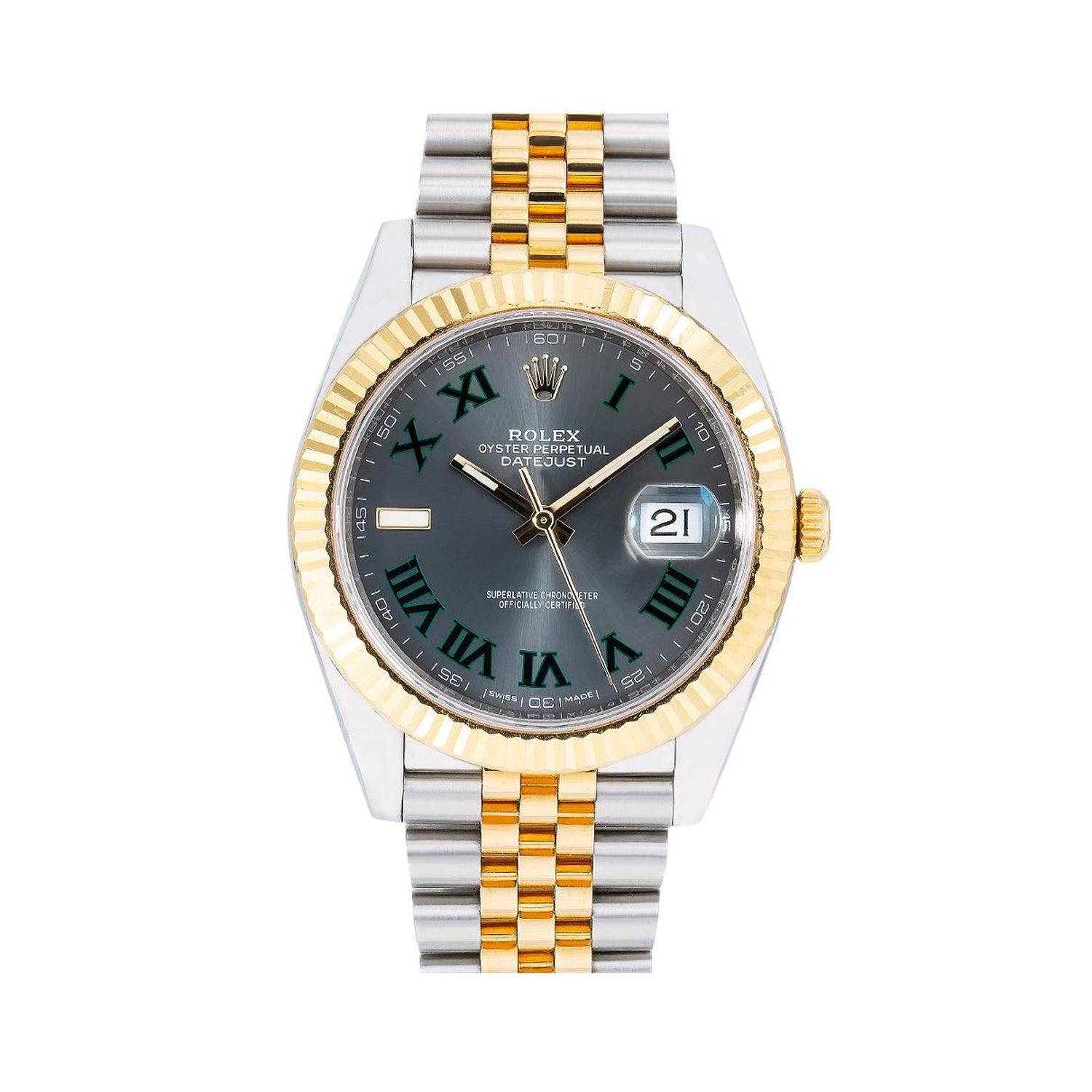 Rolex Datejust 41MM 126333 Slate Gray Dial Yellow Gold Fluted Bezel Two Tone Jubilee Bracelet