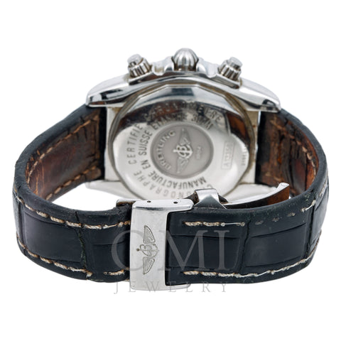 Breitling Chronomat Evolution A13356 44MM Black Dial With Leather Bracelet