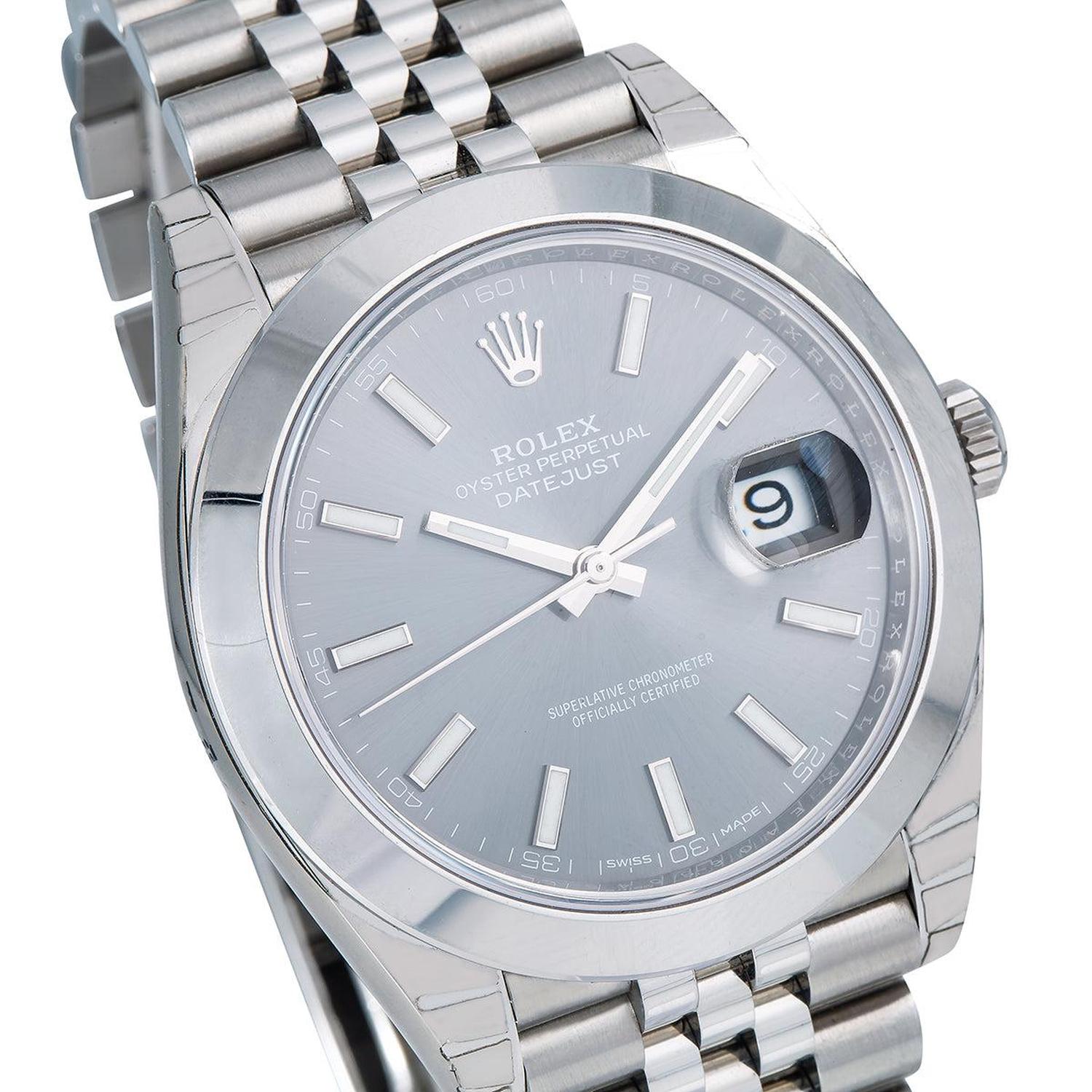 Rolex Datejust 41MM 126300 Slate Gray Dial Smooth Bezel Stainless Steel Jubilee Bracelet