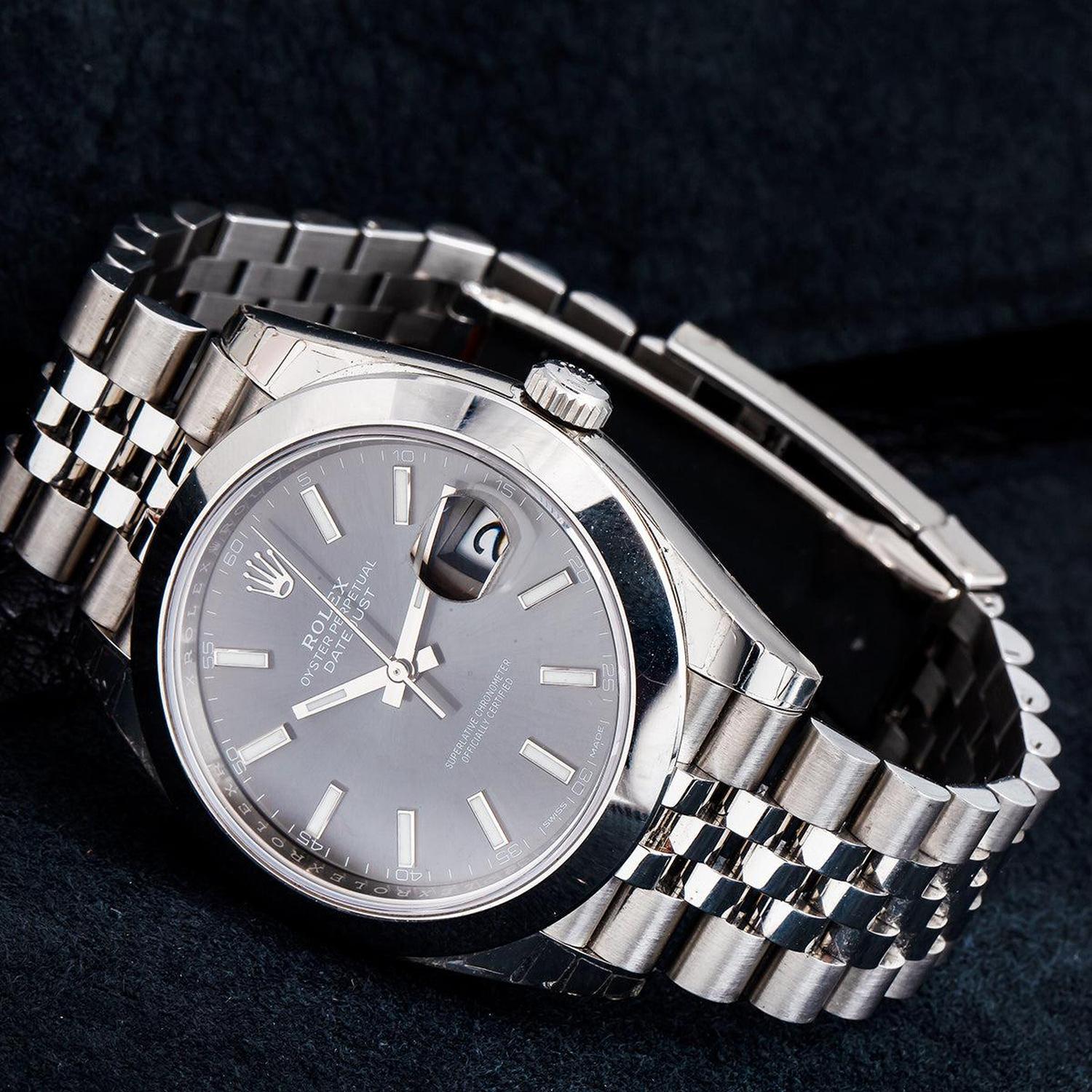 Rolex Datejust 41MM 126300 Slate Gray Dial Smooth Bezel Stainless Steel Jubilee Bracelet