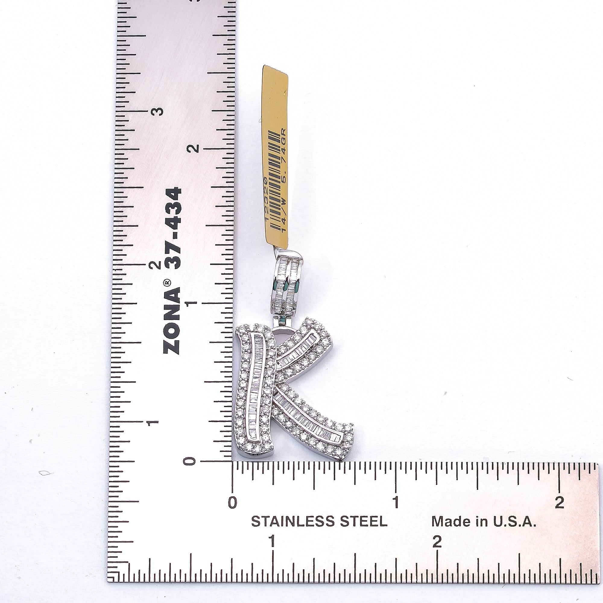 14K WHITE GOLD LETTER K PENDANT WITH 1.06 CT DIAMONDS