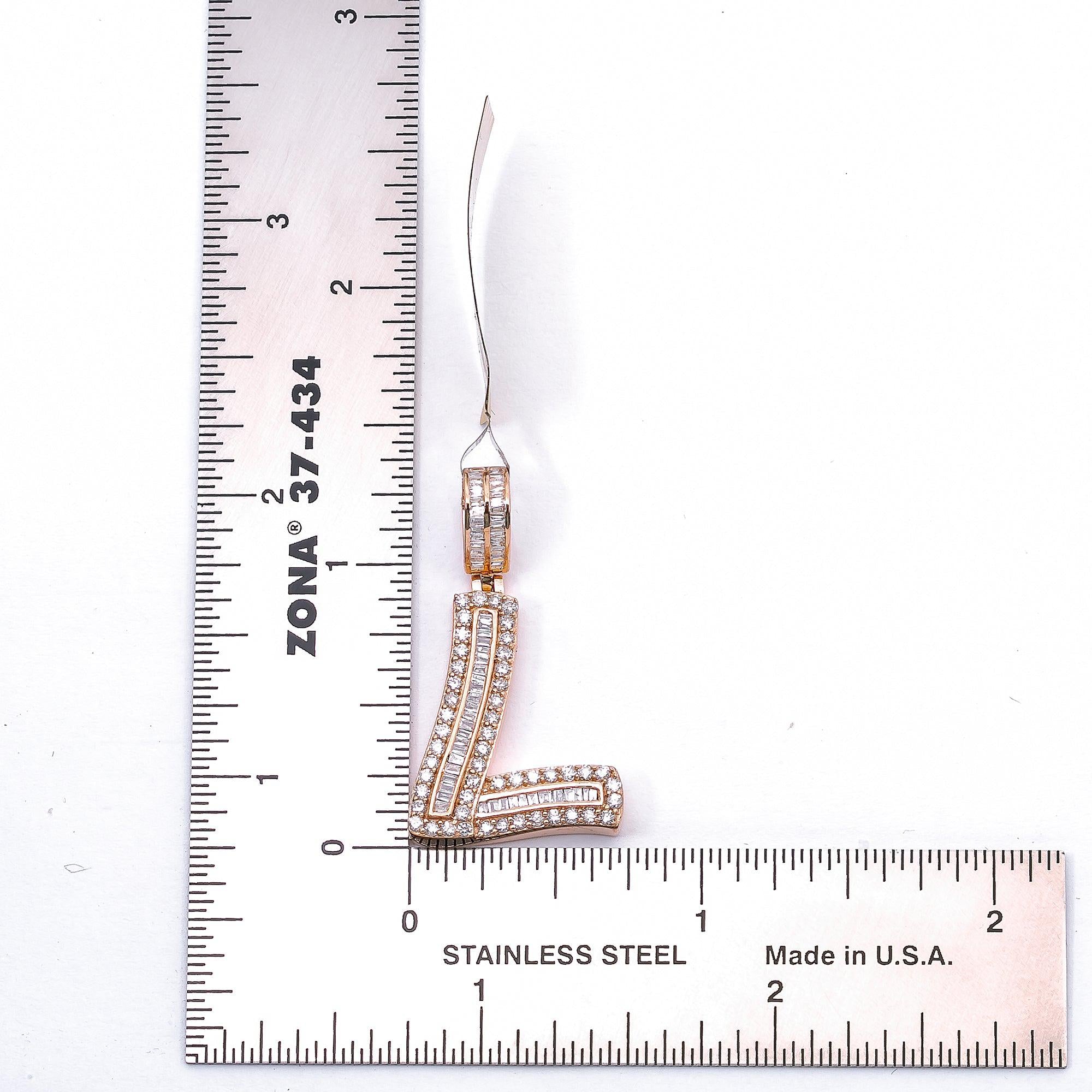 14K ROSE GOLD LETTER L PENDANT WITH 0.89 CT DIAMONDS