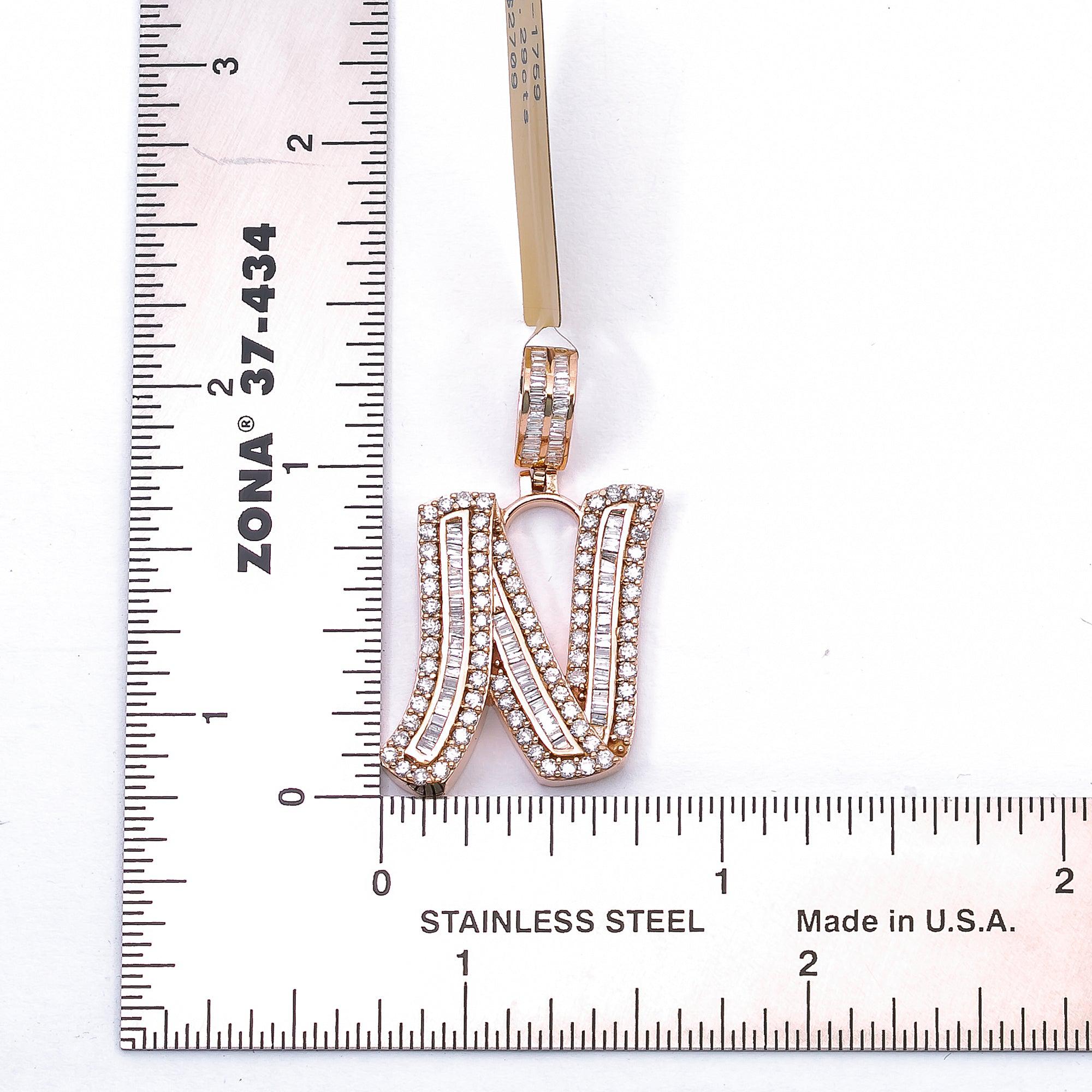14K ROSE GOLD LETTER N PENDANT WITH 1.29 CT DIAMONDS
