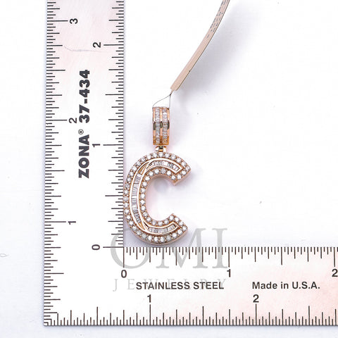 14K ROSE GOLD LETTER C PENDANT WITH 0.87 CT DIAMONDS