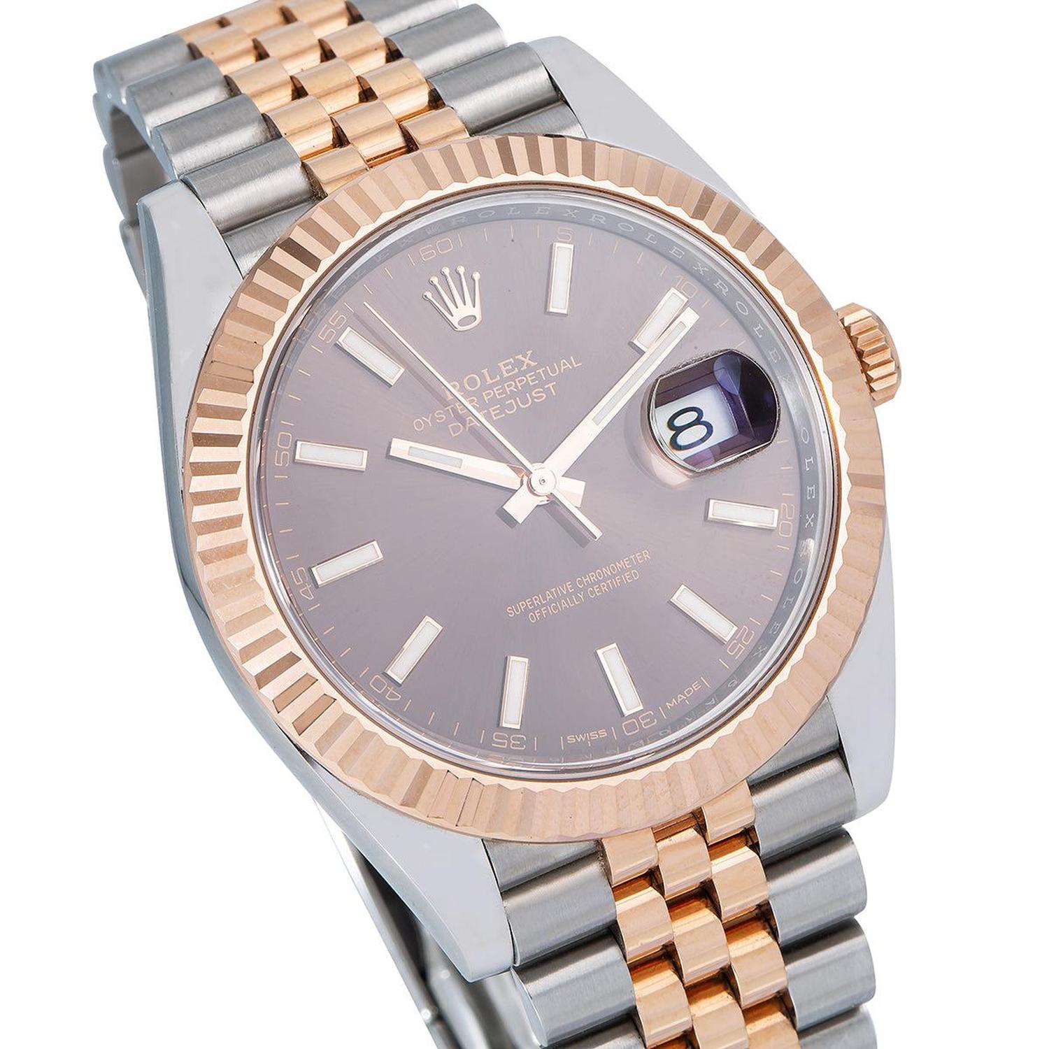 Rolex Datejust 41MM 126331 Chocolate Dial Fluted Bezel Two Tone Rose Gold Jubilee Bracelet