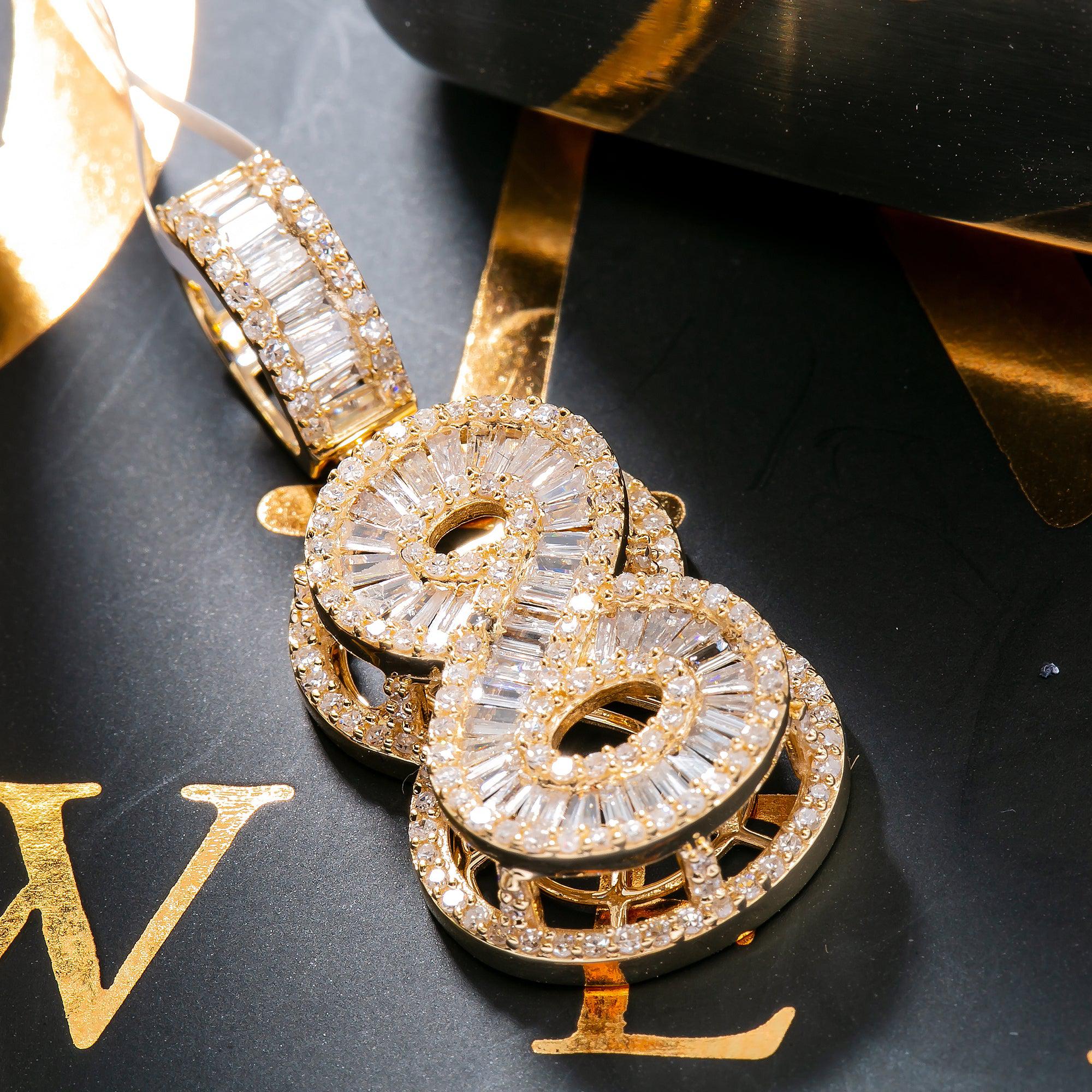 14K YELLOW GOLD NUMBER 8 PENDANT WITH 1.06 DIAMONDS