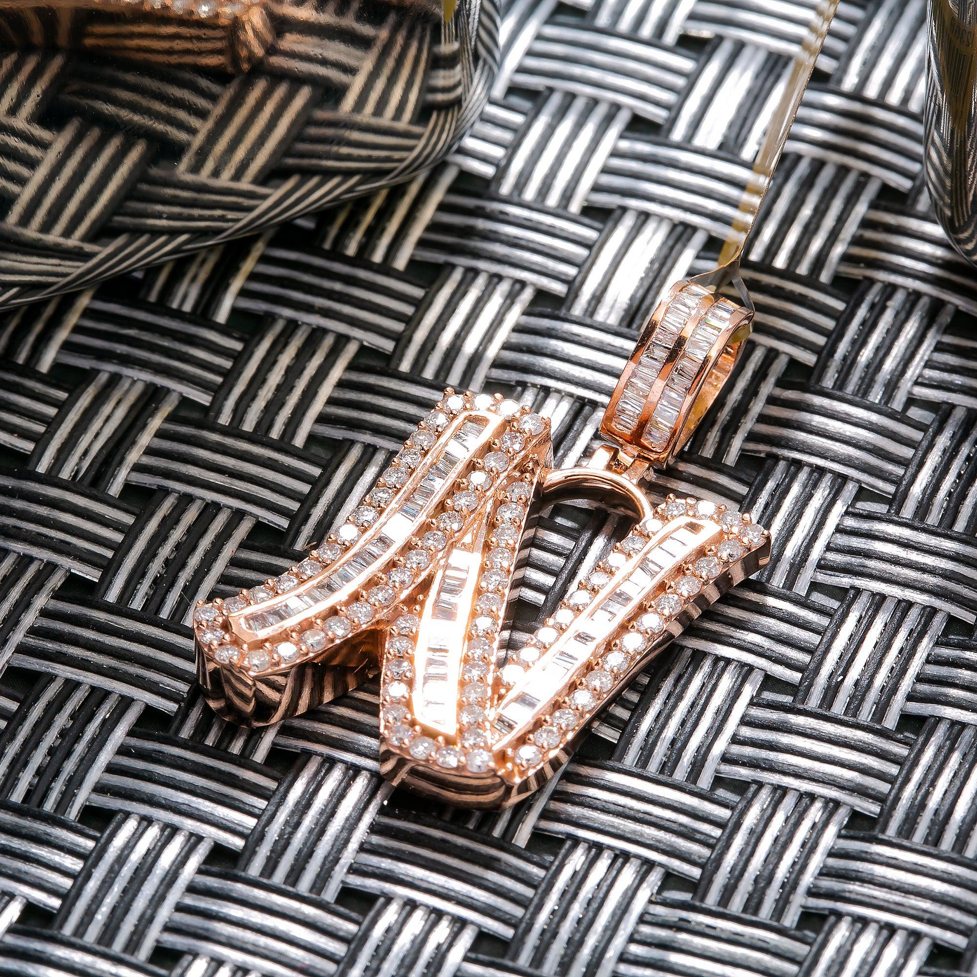 14K ROSE GOLD LETTER N PENDANT WITH 1.29 CT DIAMONDS
