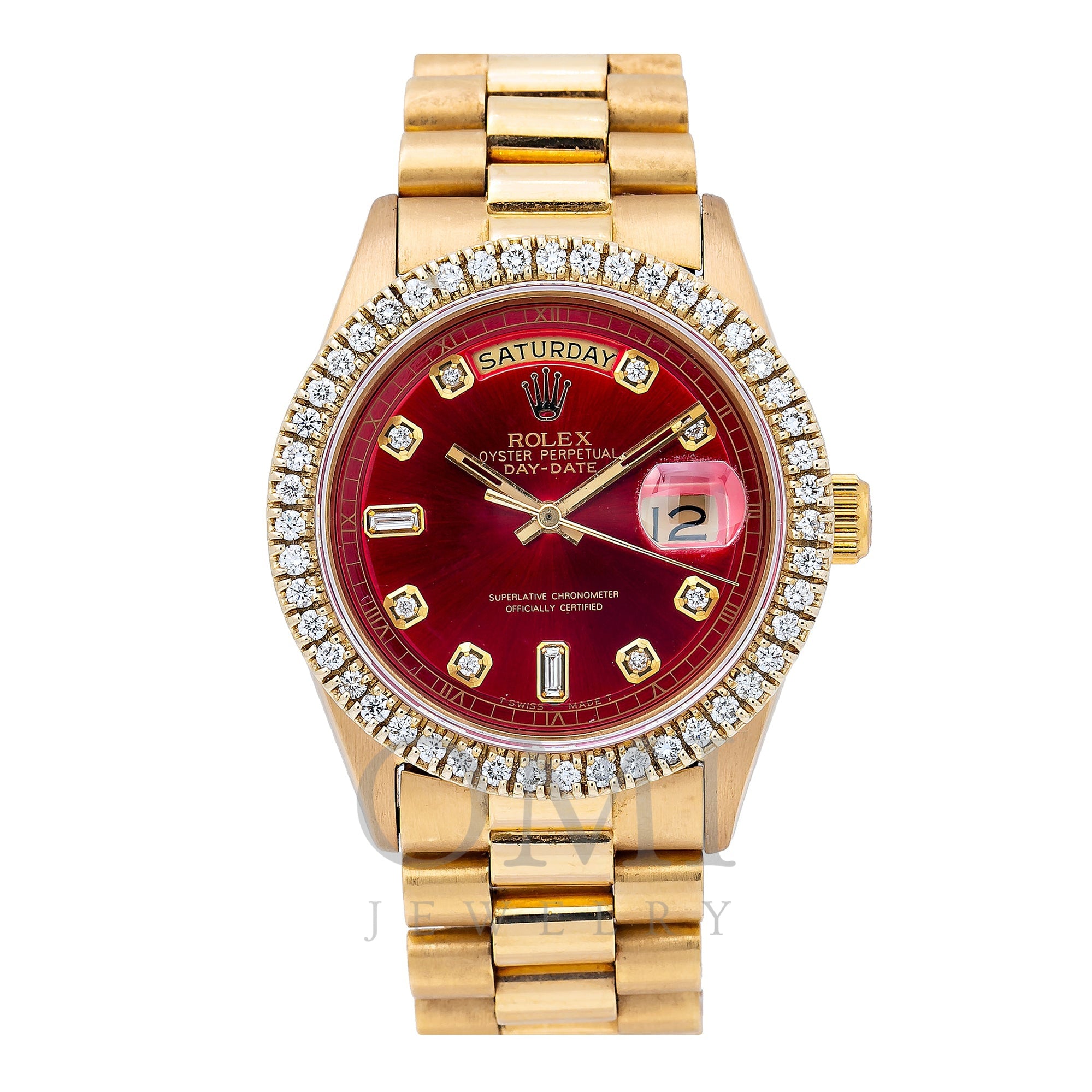 Arbejdsgiver assistent Trafikprop Rolex Day-Date 1803 36MM Red Diamond Dial With Yellow Gold President B -  OMI Jewelry