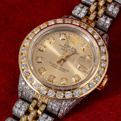 Two Tone Rolex Datejust Diamond Watch, 6917 26mm, Champagne Diamond Di ...