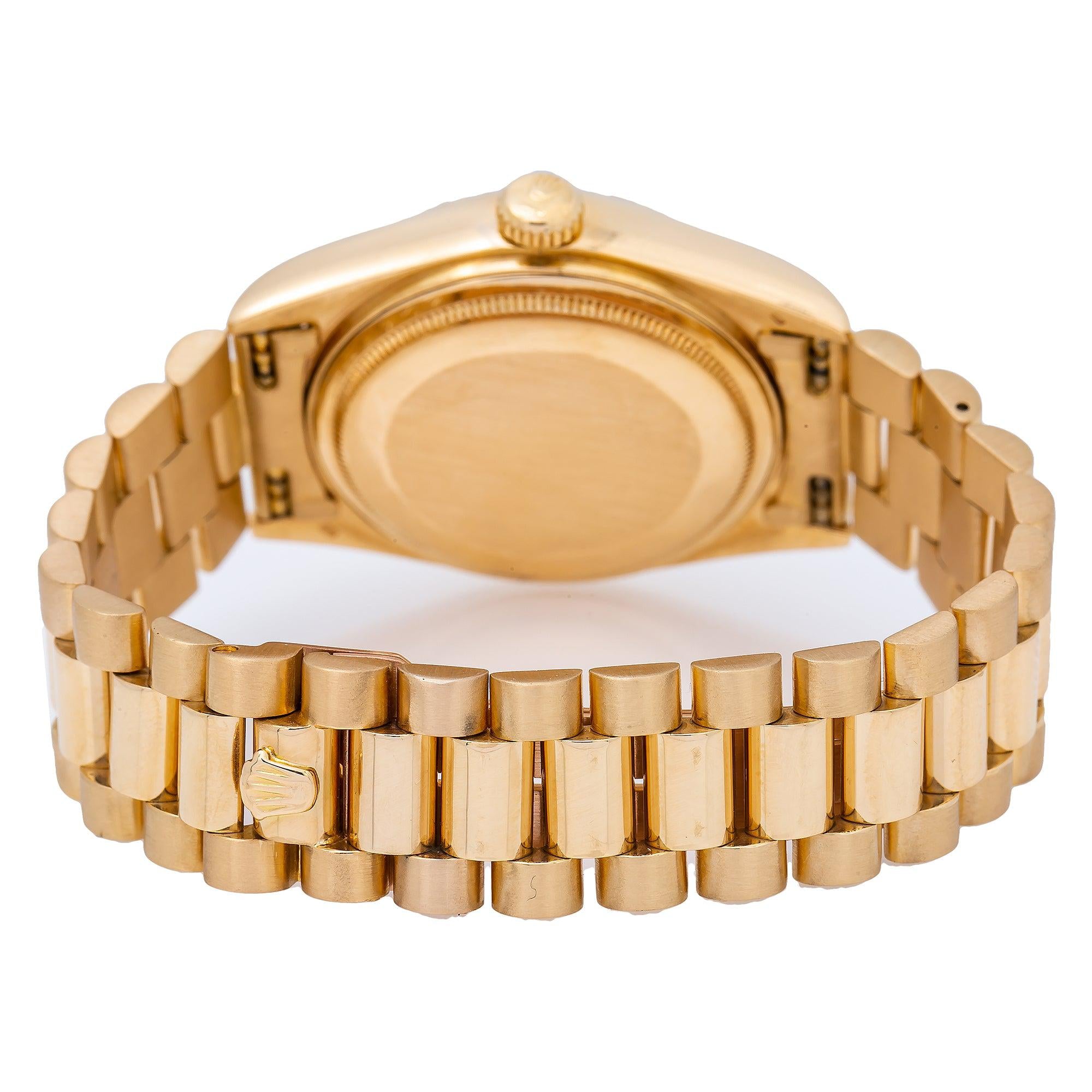 Rolex Day-Date 36MM 18038 Red Roman Diamond Dial Fluted Bezel 18K Yellow Gold President Bracelet