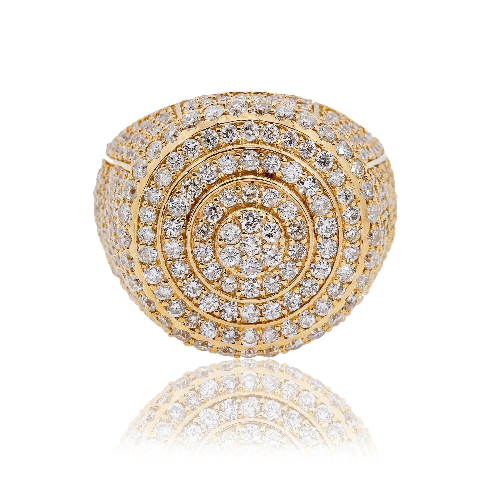 14K YELLOW GOLD MEN'S RING WITH 4.10 CT DIAMONDS