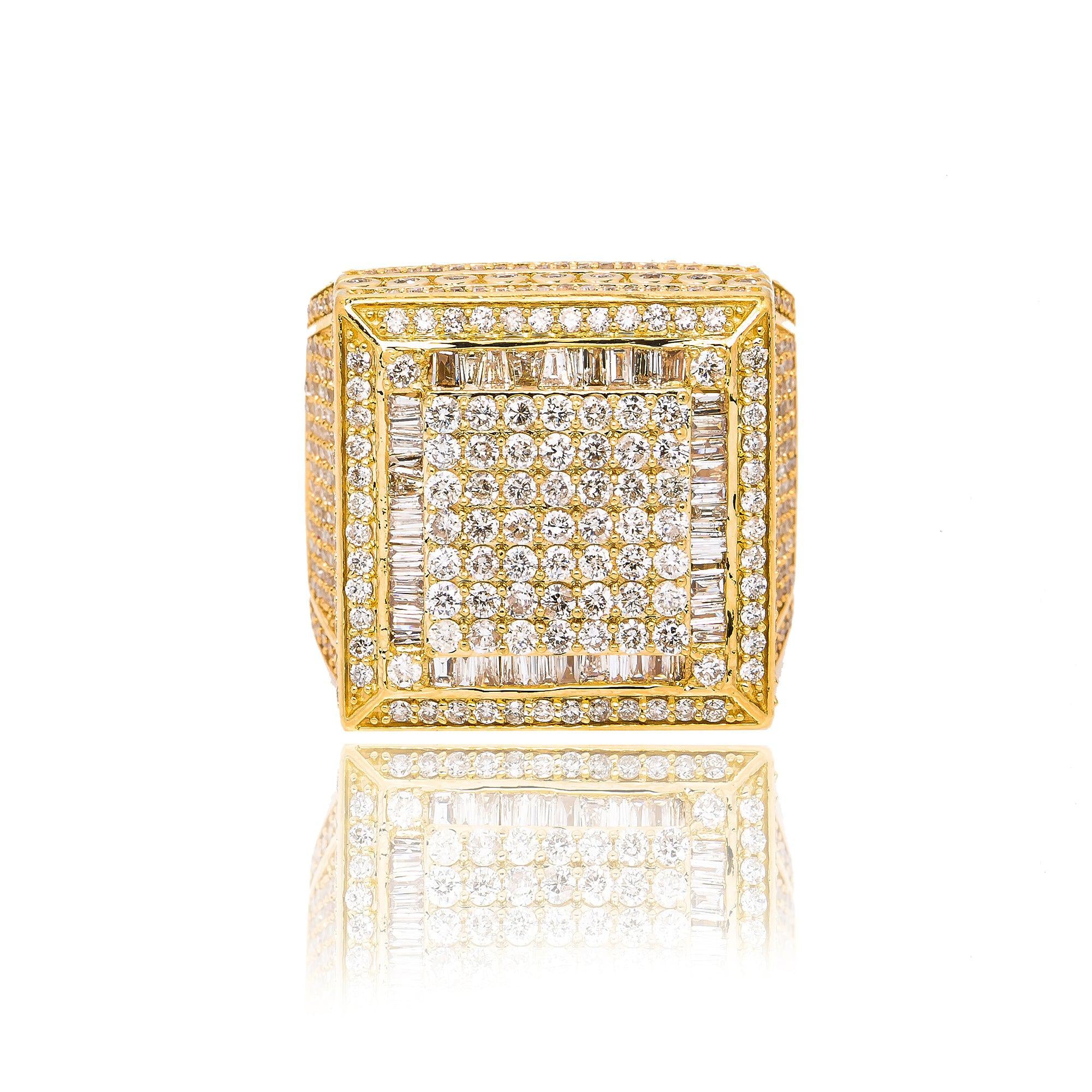 14K YELLOW GOLD MEN'S RING WITH 3.56 CT DIAMONDS