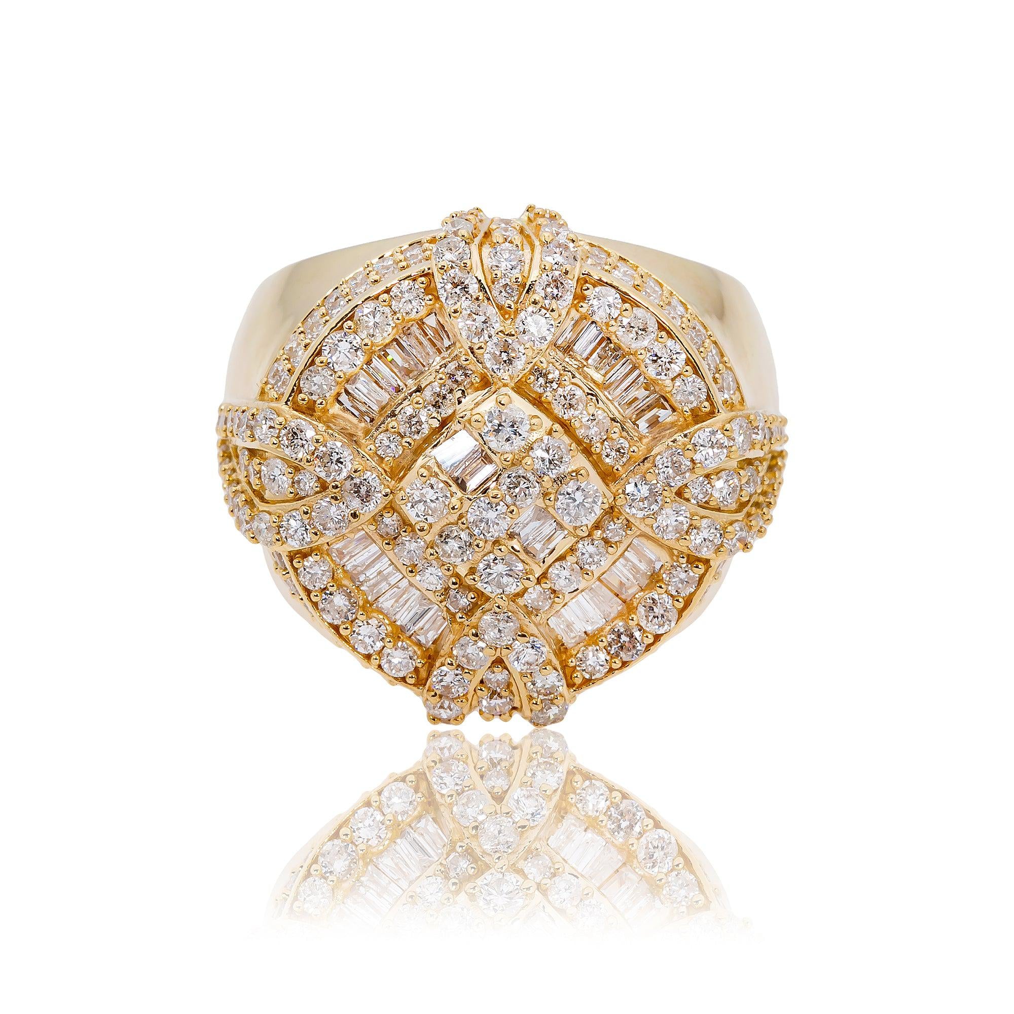 14K YELLOW GOLD MEN'S RING WITH 2.50 CT DIAMONDS