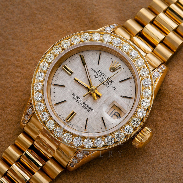 Rolex Lady-Datejust 69088 White Dial With Yellow Gold Bracelet - OMI ...