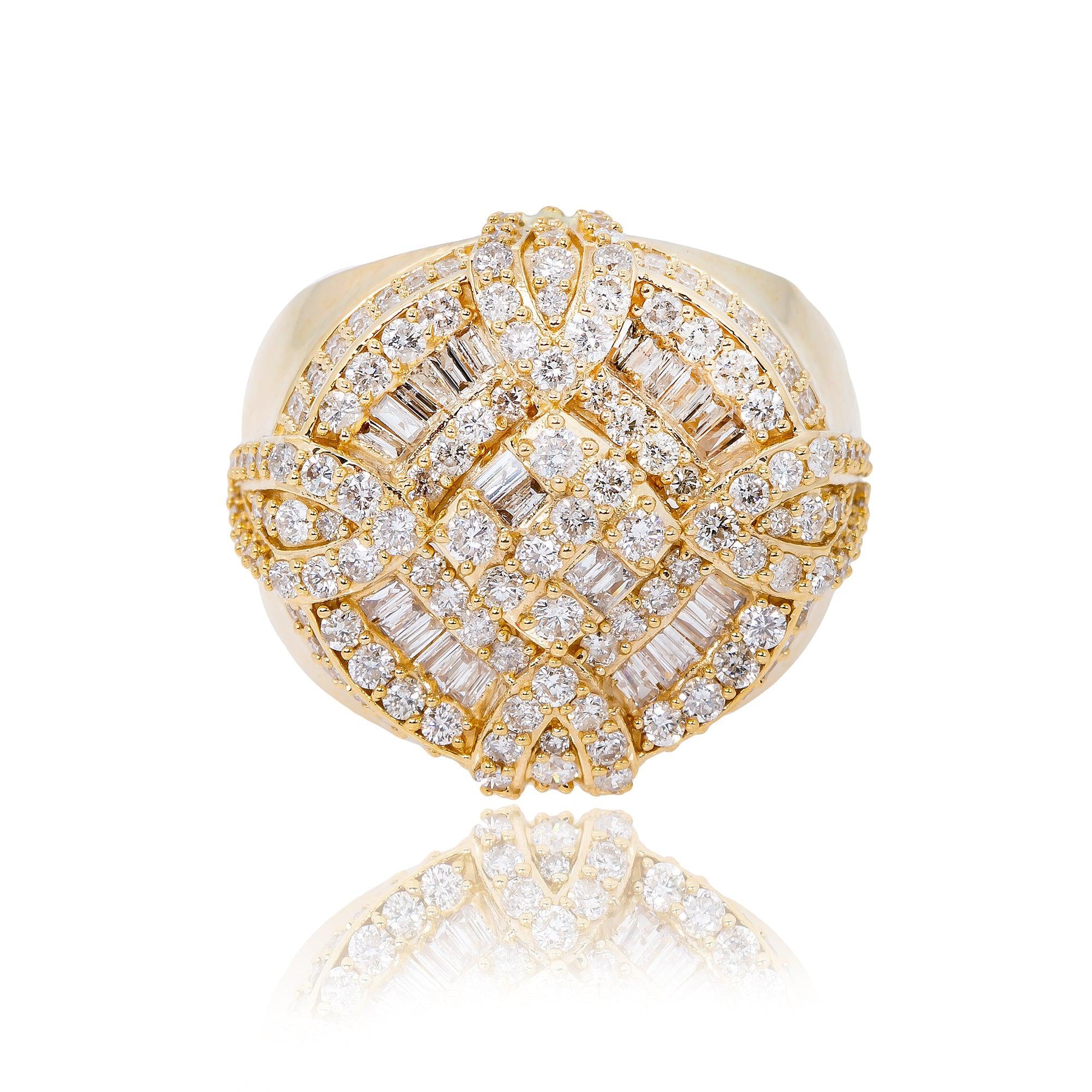 MEN'S 14K YELLOW GOLD RING WITH 2.50 CT DIAMONDS