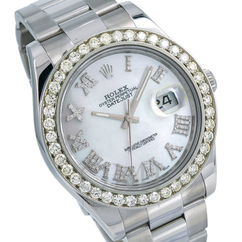 Rolex Datejust II Diamond Watch, 116300 41mm, Silver Diamond Dial With 3.5 CT Diamonds