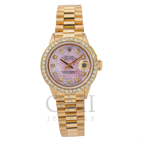 Rolex Oyster Perpetual Lady DateJust 26MM Pink Diamond Dial With Yellow Gold Bracelet