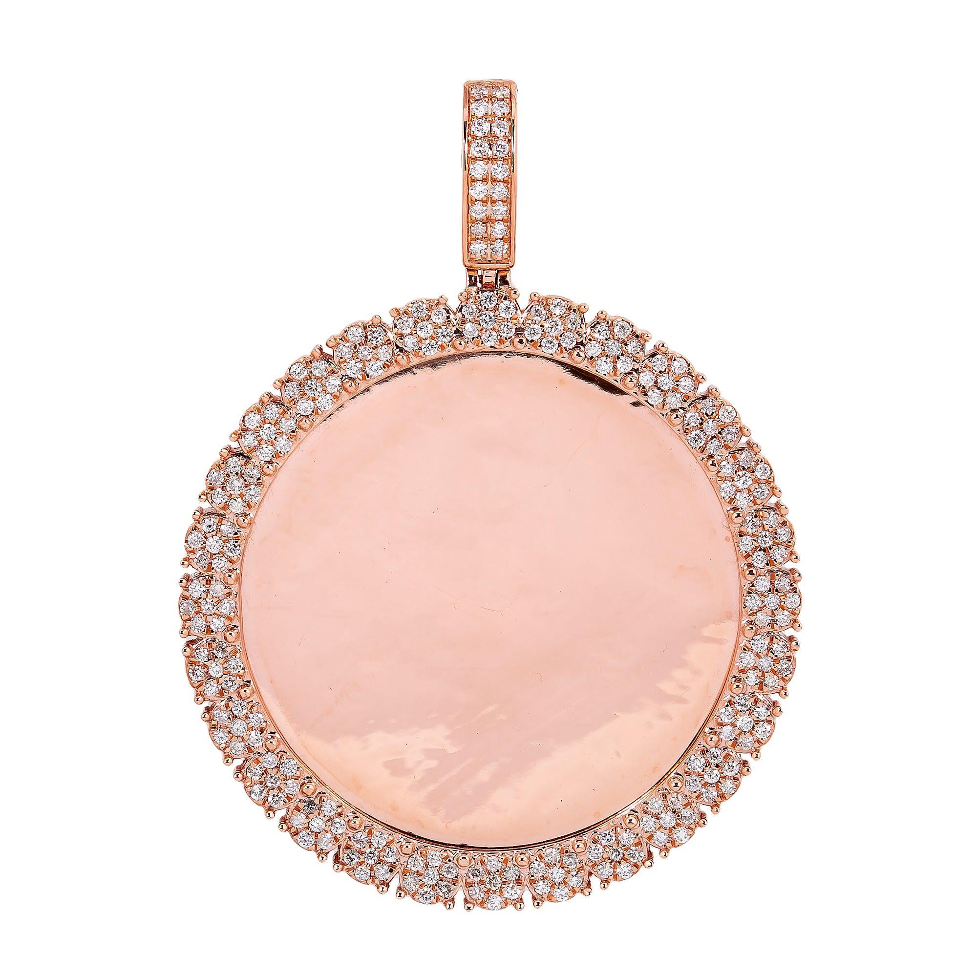 14K ROSE GOLD DIAMOND CIRCLE PICTURE PENDANT 1.64 CT