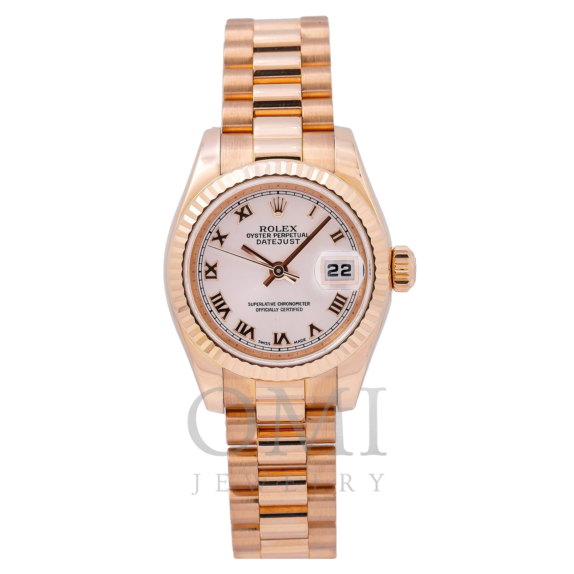 Rolex Lady-Datejust 179175 Pink Dial With Rose Gold President Bracelet -