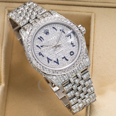 Rolex DateJust Diamond Watch 179174 26mm White Diamond Dial Blue Arabic Numerals with CT