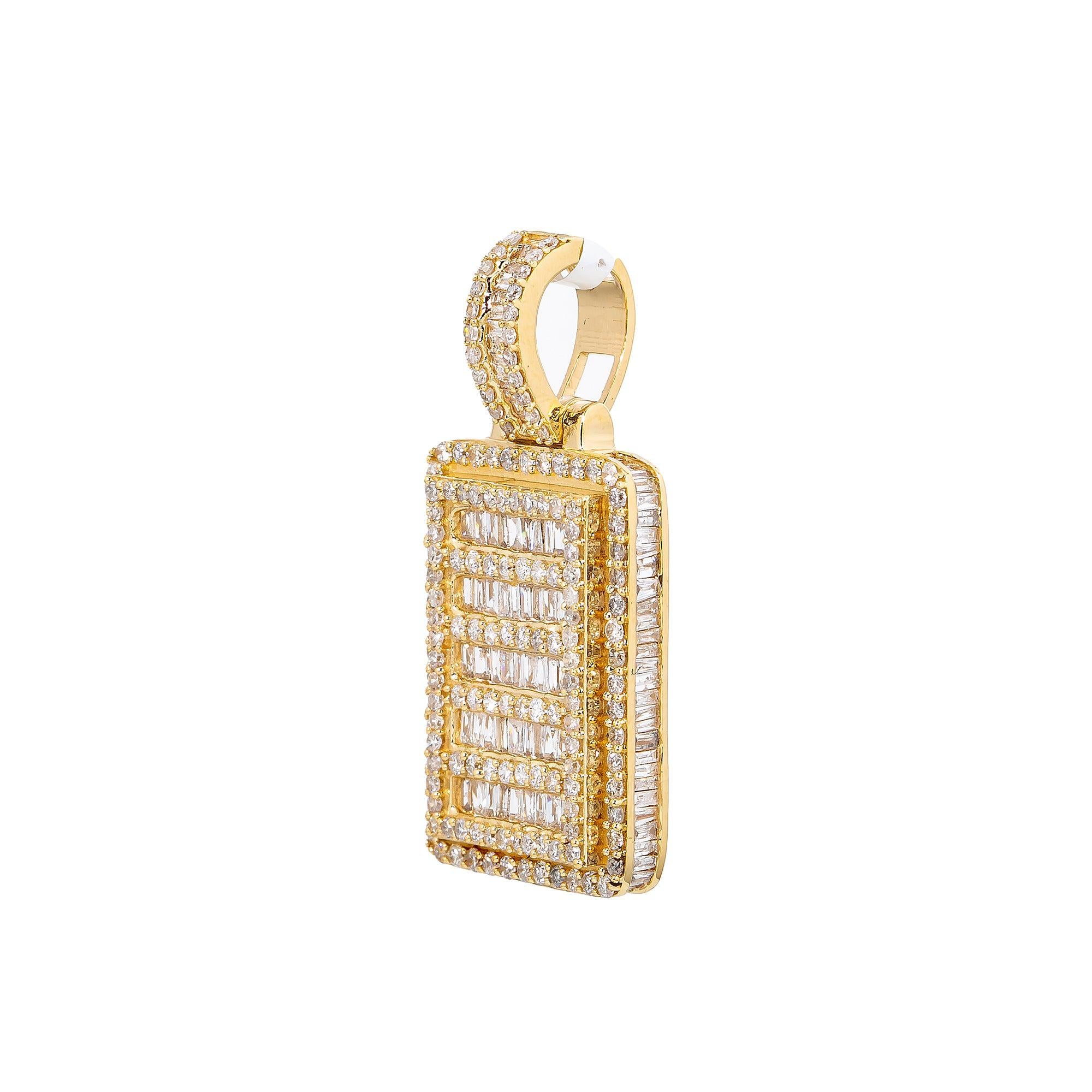Unisex 14K Yellow Gold Pendant with 1.97 CT Diamonds