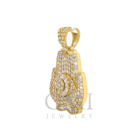 Unisex 14K Yellow Gold Praying Pendant with 2.89 CT Diamonds