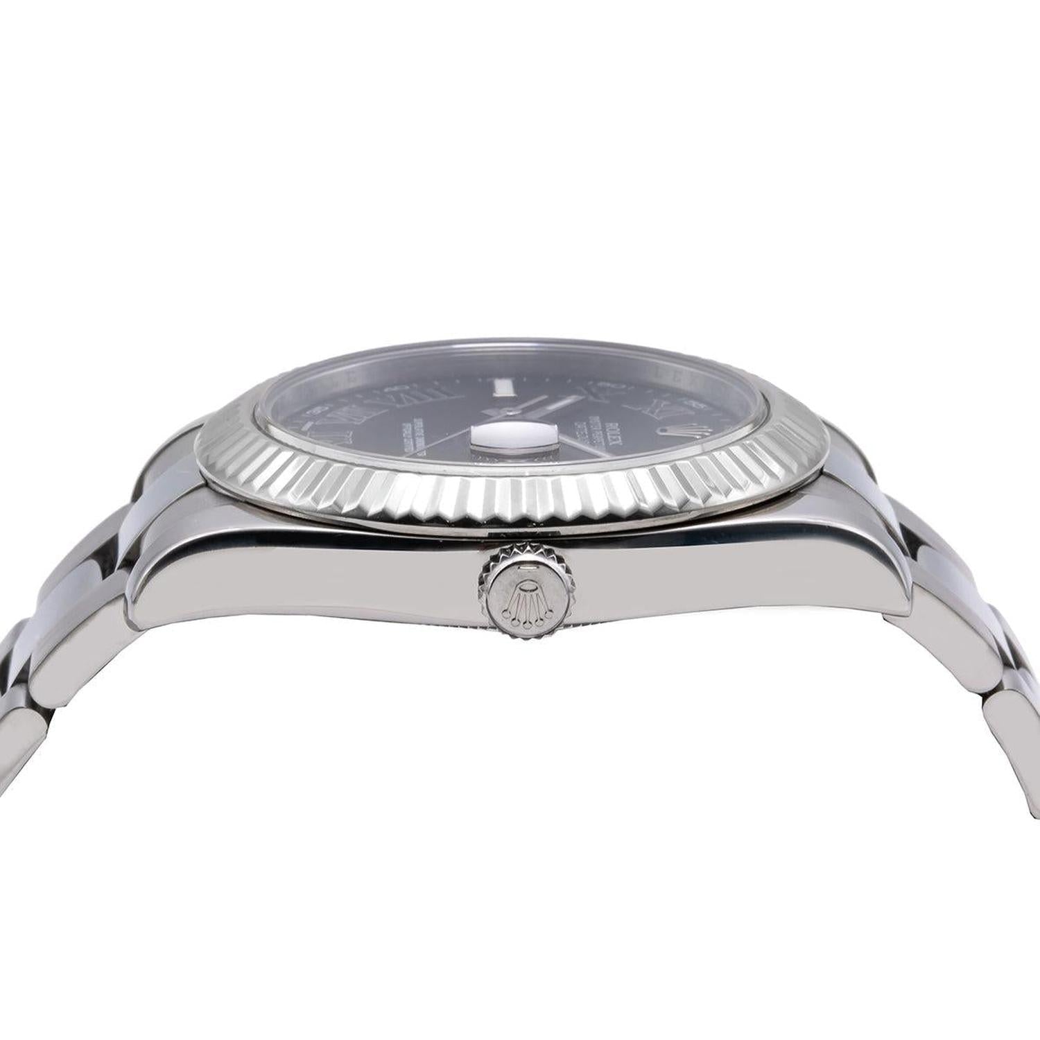 Rolex Datejust 41MM 116334 Black Roman Dial Fluted Bezel Stainless Steel Oyster Bracelet