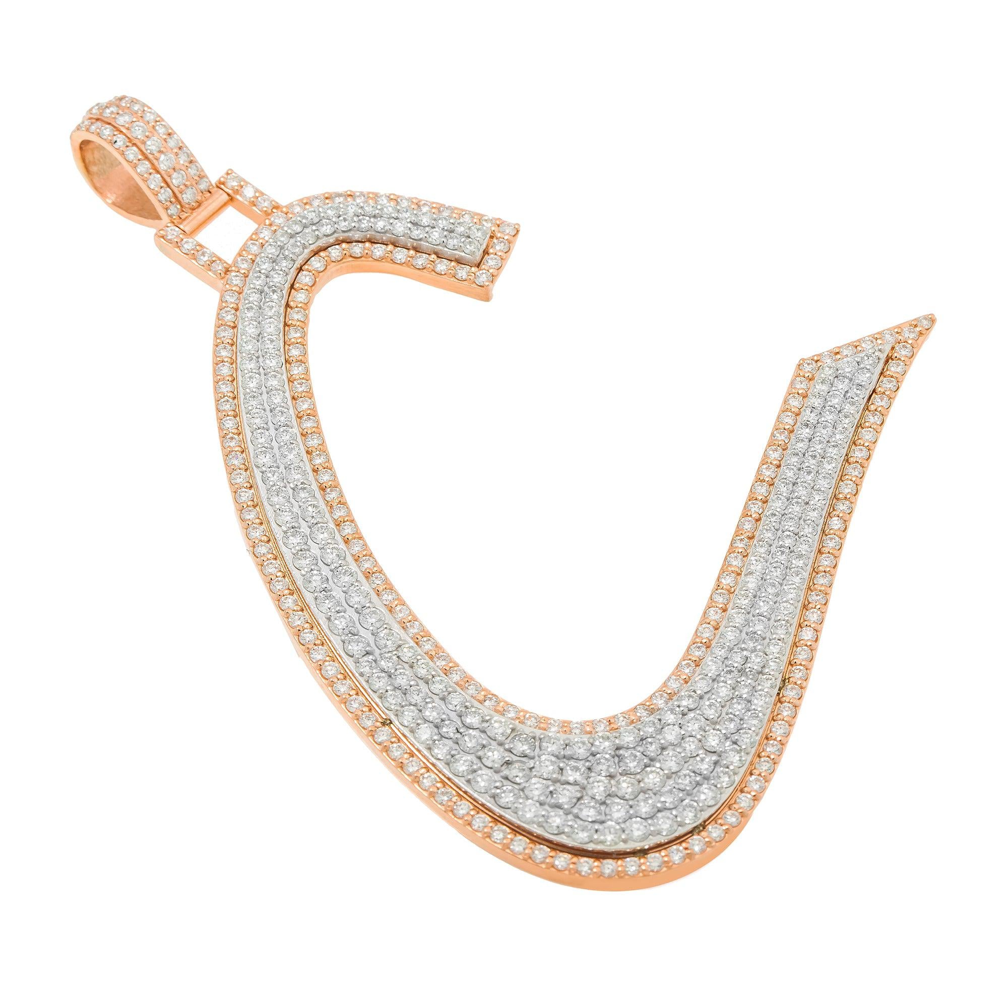 14K ROSE GOLD DIAMOND INITIAL C PENDANT