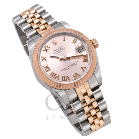 Two Tone Rolex DateJust 178271 31mm Pink Champagne Dial with Roman Numerals
