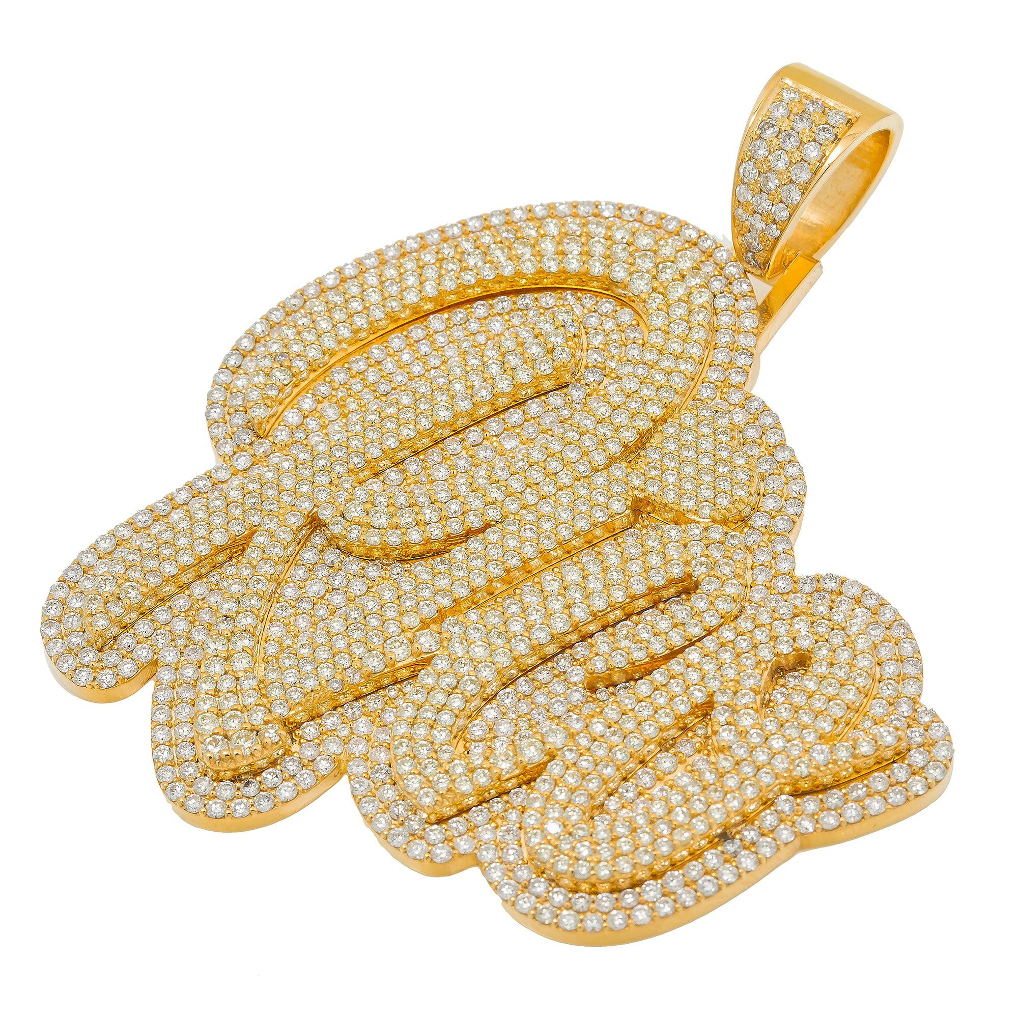 14K YELLOW GOLD DIAMOND NAME PENDANT