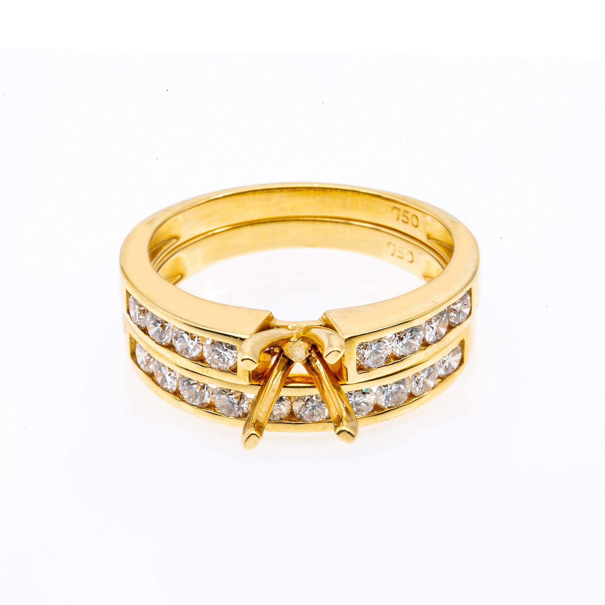18K Yellow Gold Double Round Diamond Ring