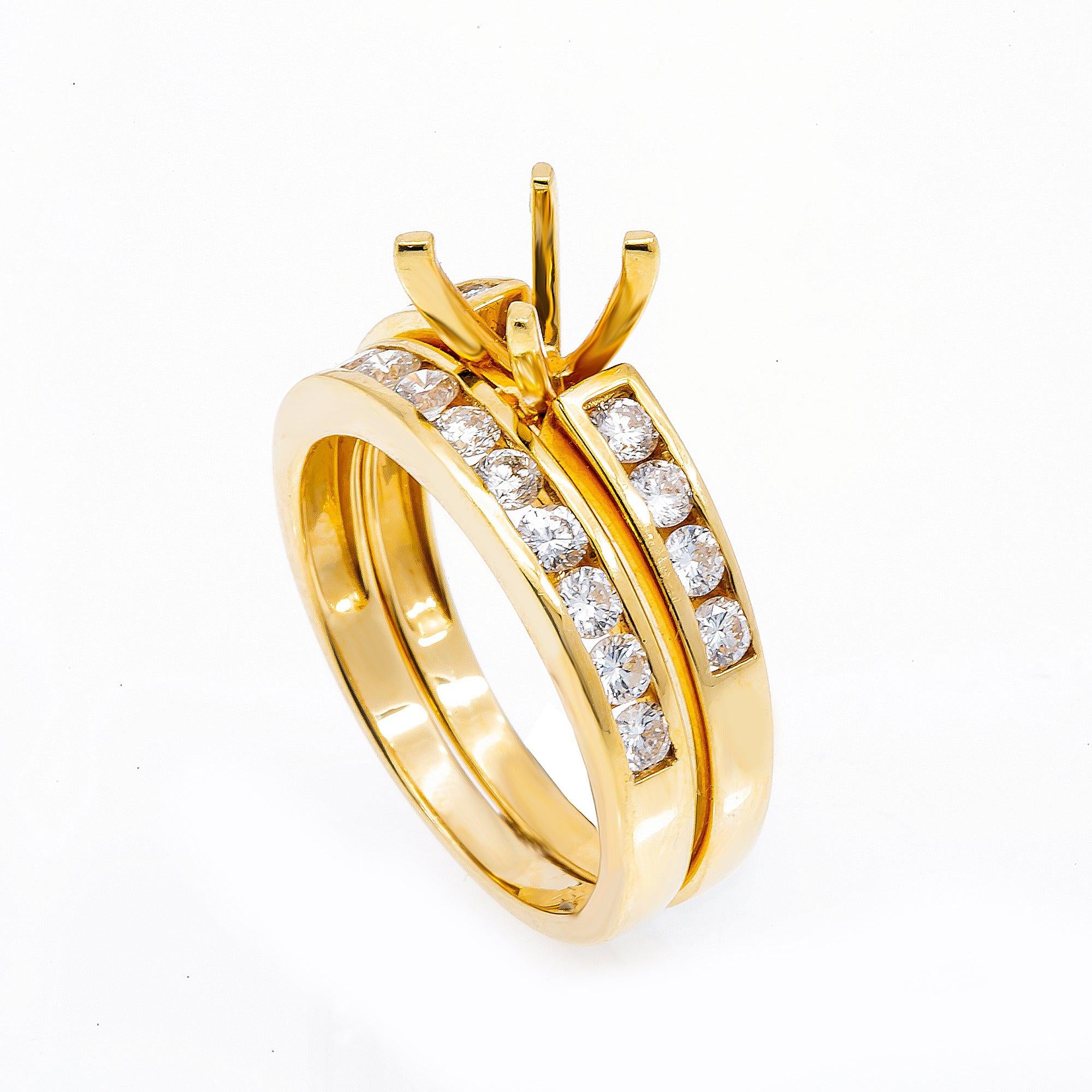 18K Yellow Gold Double Round Diamond Ring