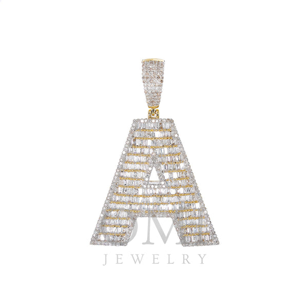 14K YELLOW GOLD UNISEX LETTER A WITH 2.01 CT DIAMONDS