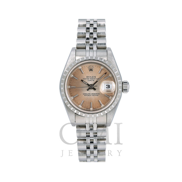 Rolex Oyster Perpetual Lady-Date 69240 26MM Salmon Dial With Stainless Steel Jubilee Bracelet
