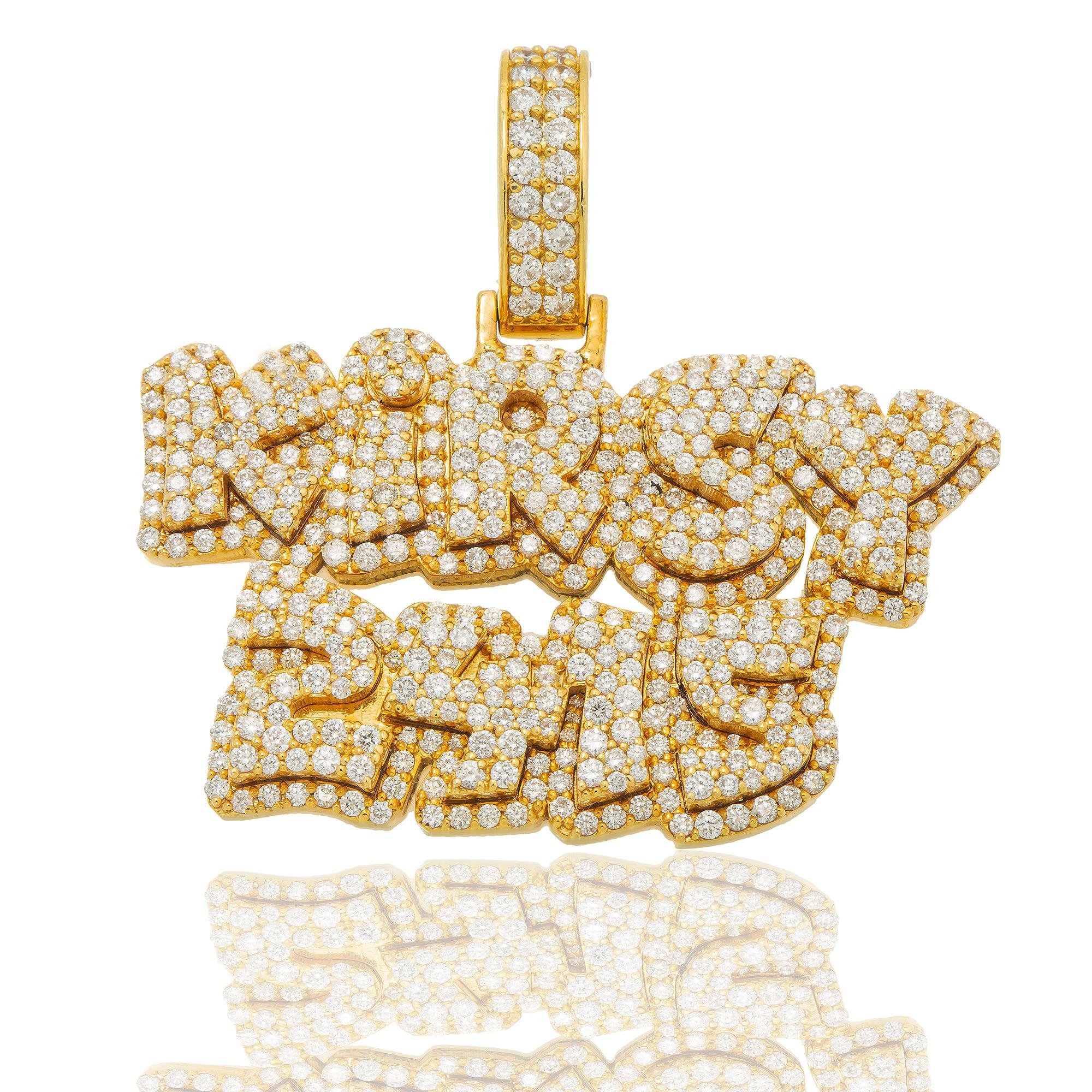 14K YELLOW GOLD DIAMOND NAME PENDANT 2.50 CT