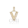 14K YELLOW GOLD UNISEX LETTER V WITH 1.00 CT DIAMONDS