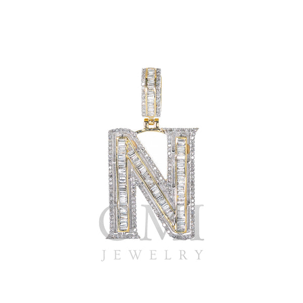 14K YELLOW GOLD UNISEX LETTER N WITH 1.22 CT DIAMONDS